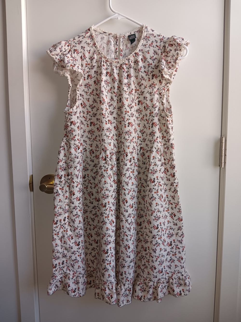 wild fable Cream Floral Ruffle Sleeve Dress